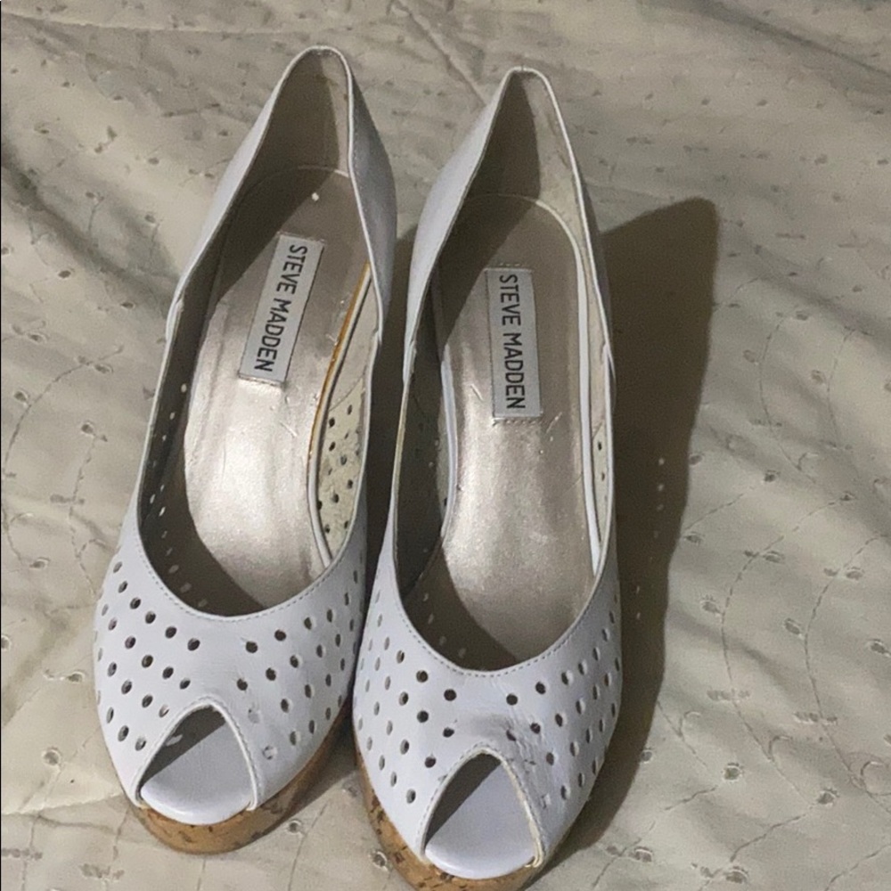 Steve Madden white wedges.